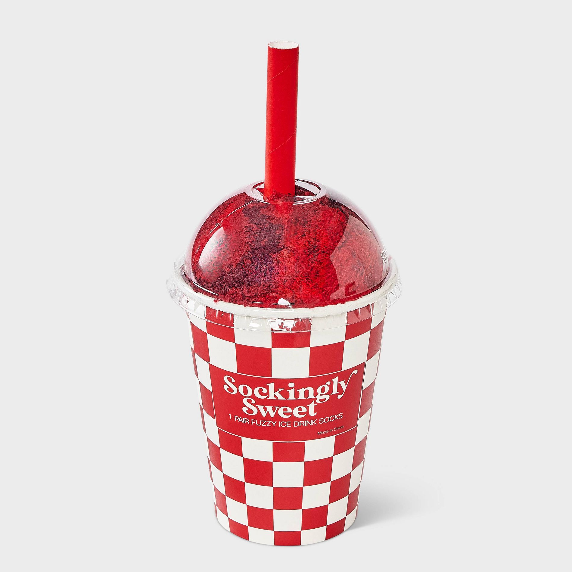 Women's Ice Drink Christmas Cozy Crew Socks - Red 4-10