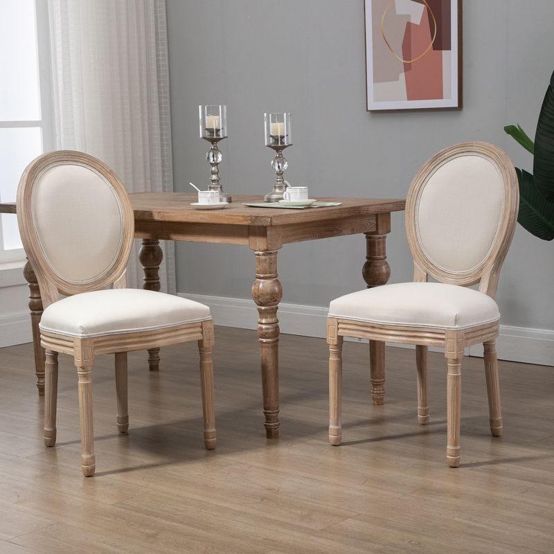 HOMCOM French-Style Upholstered Dining Chairs Set of 2, Armless Accent Side Chairs with Upholstery, 2 of 7