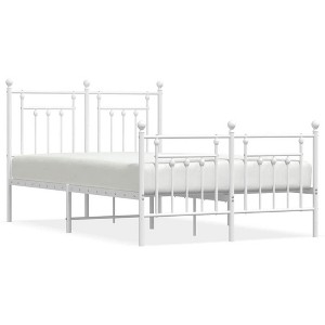 vidaXL 12" White Full Size Metal Bed Frame with Headboard & Footboard No Mattress - 1 of 4