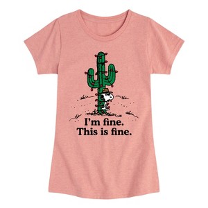 Girls' - Peanuts - Im Fine Spike Fitted Short Sleeve Graphic T-Shirt - 1 of 4