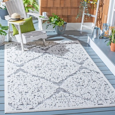 Ivory Geometric 6' x 9' Synthetic Indoor/Outdoor Area Rug
