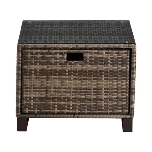 Oceanside Outdoor Side Table With Storage Gray Wicker Finch Target