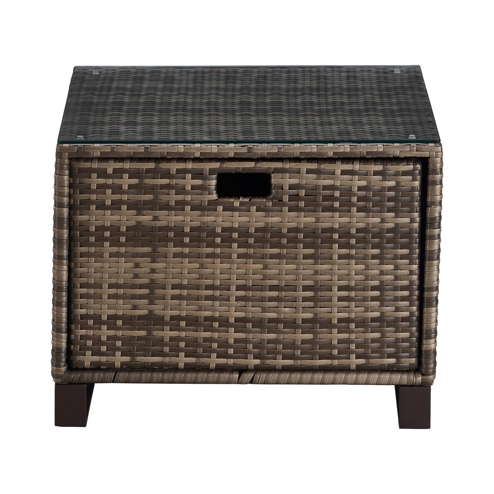 Oceanside Outdoor Side Table with Storage - Gray Wicker - Finch