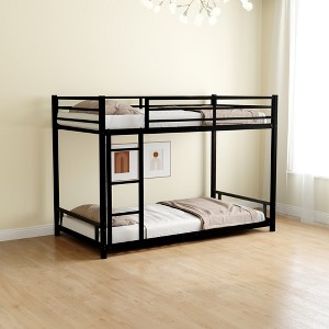 Twin Over Twin Bunk Bed with Safety Guardrail for Bedroom - 1 of 4