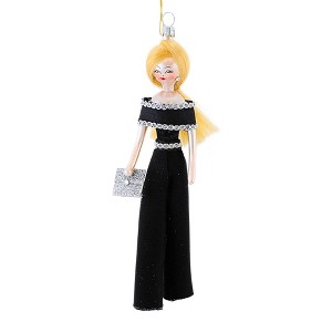 De Carlini Italian Ornaments 7.0 Inch Delaney In Chic Black Suit Christmas Tree Ornament , Holiday Fashionista Dame (1PC) - 1 of 3