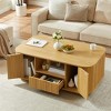 APRILSOUL46.5"modern luxury oval coffee table with drawers and storage compartments, curved contour design - 2 of 4