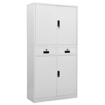 vidaXL Office Cabinet White Steel Height-Adjustable Shelves