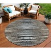 Brown Taupe And Chocolate Striped Washable Indoor Outdoor Area Rug - 2 of 4