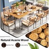 Tangkula 9 PCS Patio Dining Set w/ 8 Chairs Acacia Wood Table Top Umbrella Hole for Yard - 4 of 4