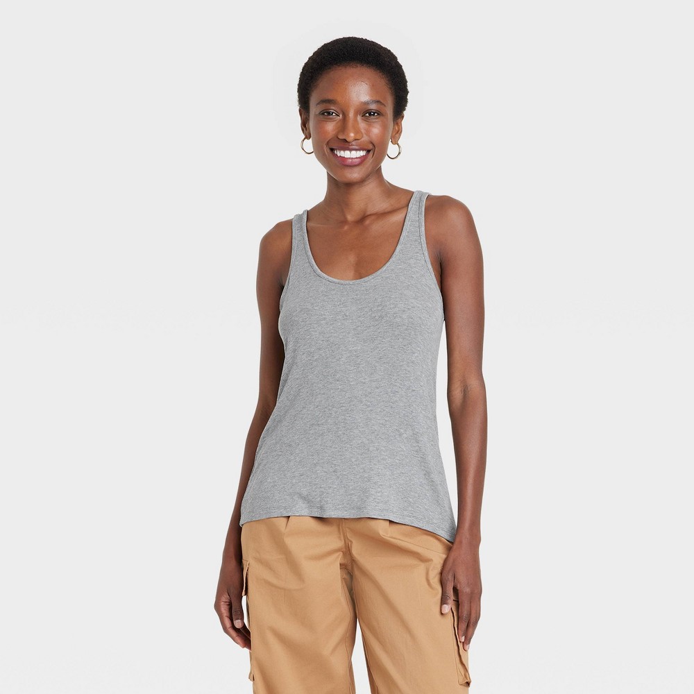 Women's Ribbed Tank Top - A New Day™ Gray M