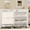 TIRAMISUBEST Modern Flip Drawer Shoe Storage Cabinet for Entryway and Hallway, Freestanding Organizer with Removable Partition ¨C White - 3 of 4