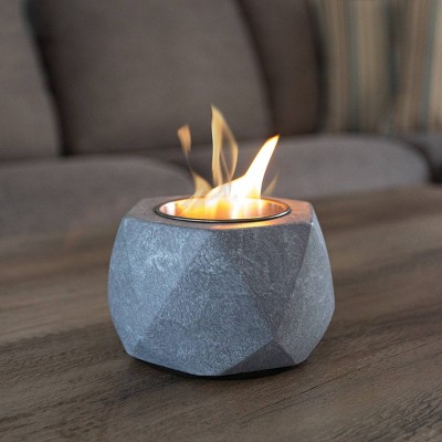 Geometric Gray Concrete Tabletop Fire Pit