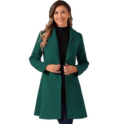 Allegra K Women's Elegant Notched Collar Single Belted Winter Long Coat