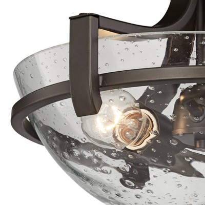 Bronze & Clear Seedy Glass 16" Bowl Ceiling Light Fixture