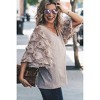 Women's Feather Detailed 3/4 Sleeve Slub Top - And The Why - 3 of 3