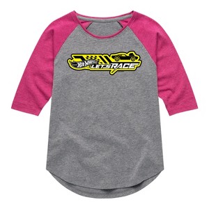 Girls' - Hot Wheels - Horizontal Chest Shirt Tail Raglan Graphic T-shirt - 1 of 3