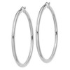 Black Bow Jewelry 3mm, 14k White Gold Classic Round Hoop Earrings, 55mm (2 1/8 Inch) - 2 of 4