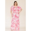Slickblue Women’s Plus Size Mermaid Maxi Dress, Printed Venezia, Tie Waist Style, Pink, Size 1XL–3XL - 2 of 4