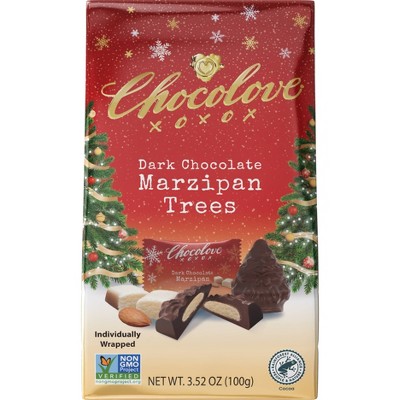 Chocolove Dark Christmas Chocolate Marzipan Trees Candy - 3.5oz