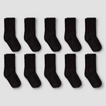 Boys' 10pk Athletic Crew Socks - Cat & Jack™ Black