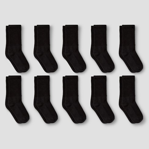 Boys' 10pk Athletic Crew Socks - Cat & Jack™ Black : Target
