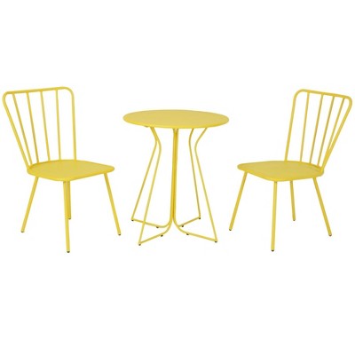 Novogratz Heidi Indoor/Outdoor Bistro Set with 2 Armless Chairs and Table, Yellow