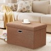 VECELO Folding Storage Ottoman Bench, End of Bed Linen Fabric Foot Rest Stool with Padded Seat, Large Footstool for Bedroom or Living Room - 2 of 4