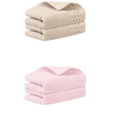 Unique Bargains Embroidery Pattern Cotton Hand Towels for Bathroom 14" x 30"