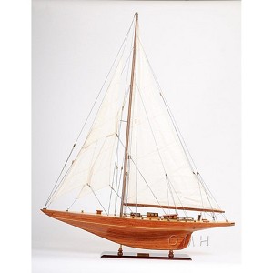 Shamrock Yacht Model – 48.5 Inch Wooden Sailboat – Handcrafted Nautical Display By Old Modern Handicrafts - 1 of 4