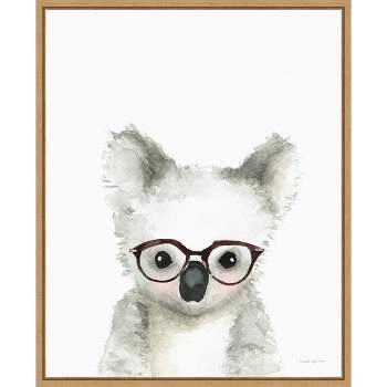 16" x 20" Koala in Glasses by Mercedes Lopez Charro Framed Wall Canvas - Amanti Art