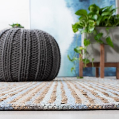 Handwoven Cape Cod Chic 6' Square Gray Cotton Area Rug