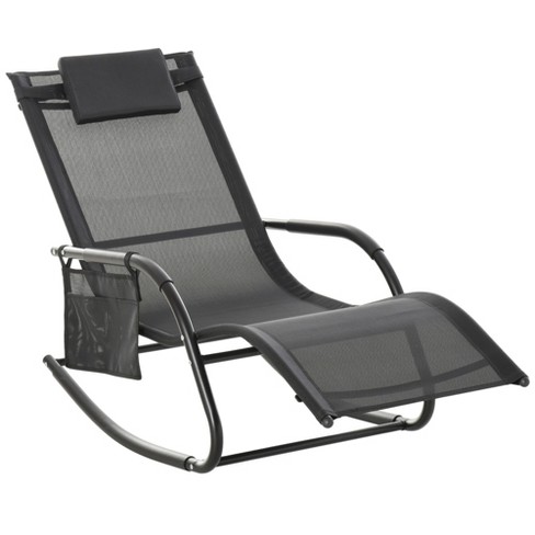 Outsunny Outdoor Rocking Recliner, Sling Sun Lounger With