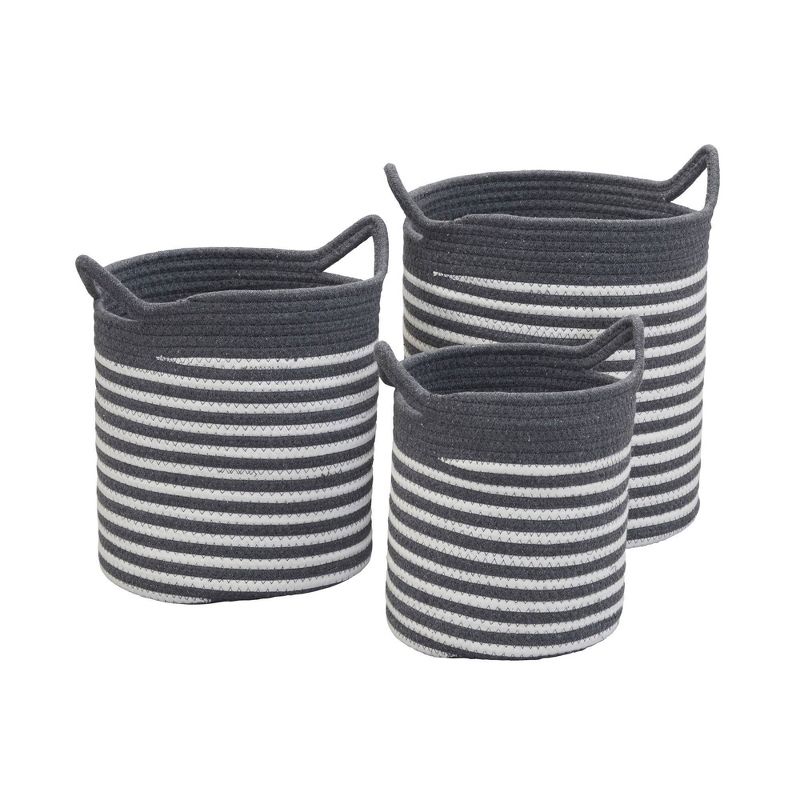 Household Essentials Set of 3 Cotton Striped Baskets, 3 of 9