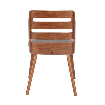 Gray Upholstered Ladderback Side Chair with Walnut Wood