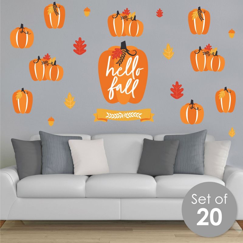 Big Dot of Happiness Fall Pumpkin - Peel and Stick Kitchen and Home Decor Vinyl Wall Art Stickers - Wall Decals - Set of 20, 2 of 9
