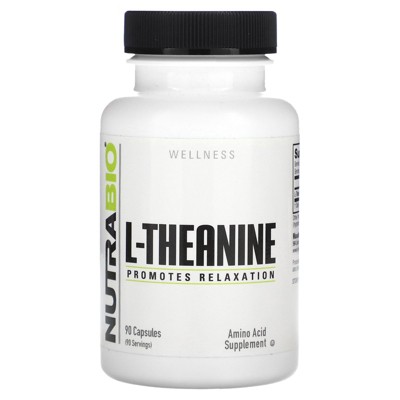 NutraBio L-Theanine, 90 Capsules (200 mg per Capsule)