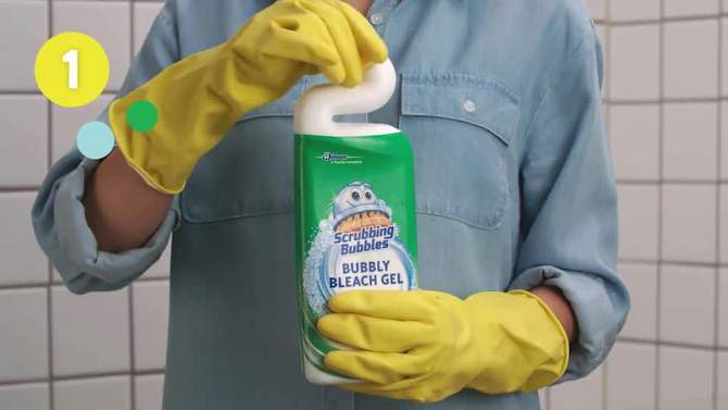 Scrubbing Bubbles Rainshower Scent Bubbly Bleach Gel Toilet Bowl Cleaner - 24oz, 2 of 11, play video