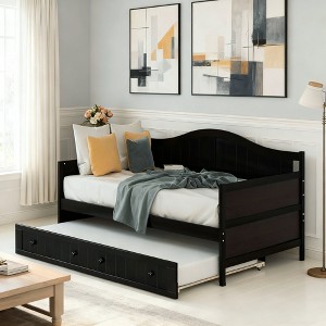 Luxystar Wooden Daybed with Easy-Pull Trundle for Bedroom and Living Room - 1 of 4