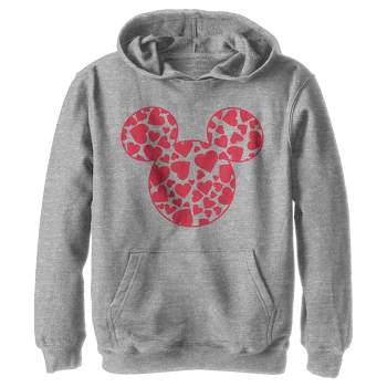 Boy's Disney Mickey Mouse Logo Filled With Hearts Pull Over Hoodie