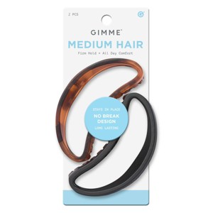 Gimme Beauty Medium Minimal Oval Claw Clip - Black/Tortoise - 2pc - 1 of 4