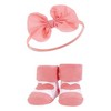 Hudson Baby Infant Girl Headband and Socks Giftset, Blush White, One Size - 4 of 4