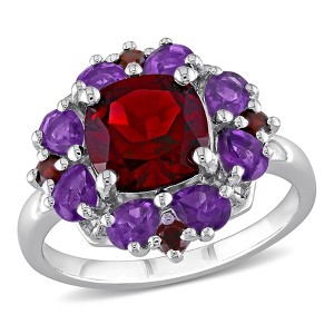 EVERLY JEWELRY | Sterling Silver 4 2/5 CT TGW Garnet Amethyst-Africa Fashion Ring - 1 of 4