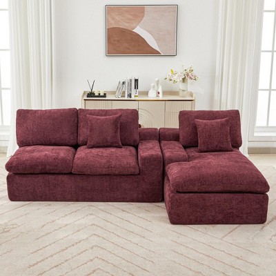Whisen 107.9" Upholstered Cloud Sectional with Double Cushion & Pockets