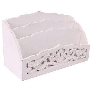 Mela Artisans Decorative Wood Desk Organizer 3-Section Wooden Organizer for Office Desk, Kitchen Countertop, and Study Table Stylish Mail Organizer - 1 of 4