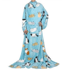 Catalonia Women Men Funny Printed Wearable Blanket Long Robe, Soft Fleece Mink Micro Plush Wrap Snuggie Blanket for Adult, Cozy Gift for Woman Man - 1 of 4