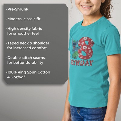 Lilo & Stitch Girl's Lilo & Stitch 8th Birthday Hula Dance T-Shirt - Tahiti Blue - Large — фото 6