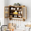 Modern Decorative Storage Cabinet, CENGHU Glass Door Vintage 2 Door Wall Cabinet with 3 Tiers of Storage with Towel Rack for Kitchen and Bathroom - 3 of 4