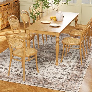 Aghana Digitals Tan Vintage Flannel Faux Fur 4x6 Area Rug - Non-Slip, Machine Washable Carpet for - 1 of 4