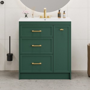 ChicFurnit 30 Inch Bathroom Vanity with Sink Freestanding Bathroom Storage Cabinet with 3 Drawers 2 Layer Drawer for Bathroom, 18.3"*30"*34" - 1 of 4