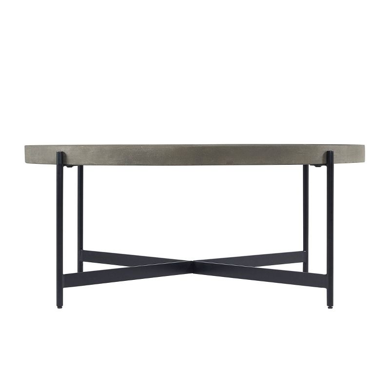 42&#34; Brookline Round Wood with Concrete Coating Coffee Table Concrete Gray - Alaterre Furniture, 4 of 6